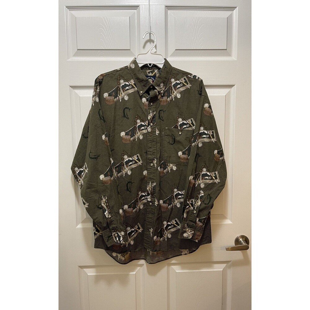 Gant Mens Button Long Sleeve Shirt Fly Fishing Print Salty Dog Size L